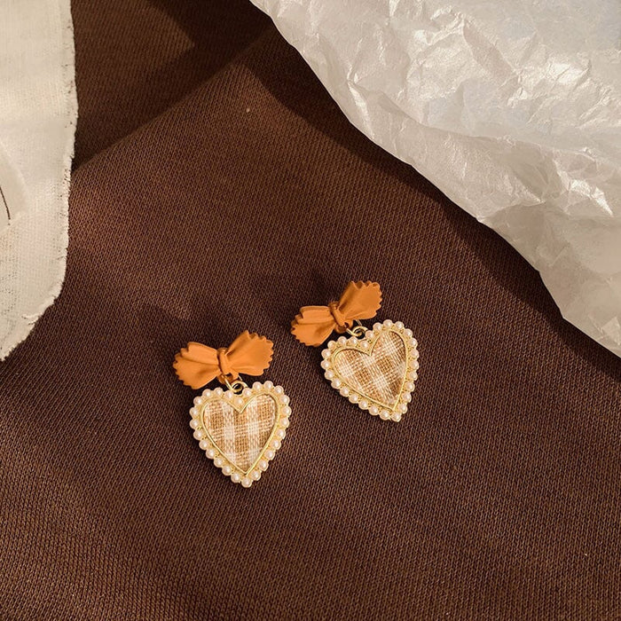 Wholesale love vintage pearl bow earrings JDC-ES-BY190 Earrings 宝钰 2 Wholesale Jewelry JoyasDeChina Joyas De China