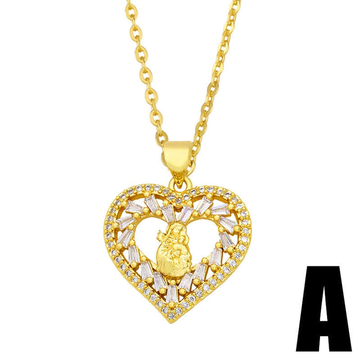 Wholesale love zircon heart shaped Mother's Day necklace JDC-NE-AOS006 Necklaces 翱昇 Wholesale Jewelry JoyasDeChina Joyas De China