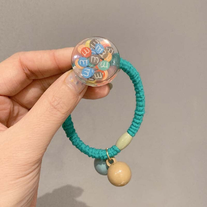 Wholesale lovely color mm bean round peach heart Hair Scrunchies JDC-HS-GSFS005 Hair Scrunchies 夙尚 A223-4green Wholesale Jewelry JoyasDeChina Joyas De China