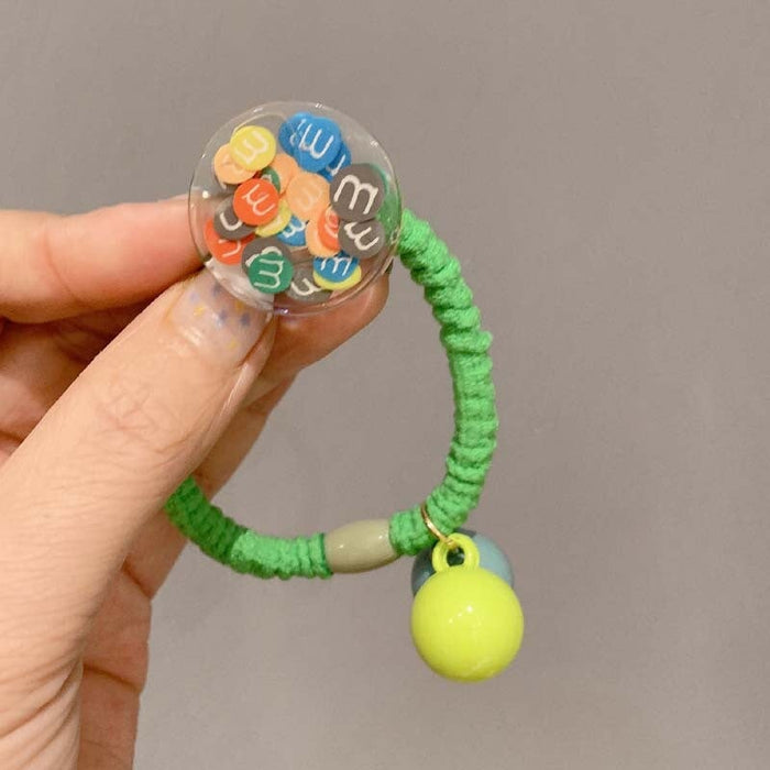 Wholesale lovely color mm bean round peach heart Hair Scrunchies JDC-HS-GSFS005 Hair Scrunchies 夙尚 A223-6little green Wholesale Jewelry JoyasDeChina Joyas De China