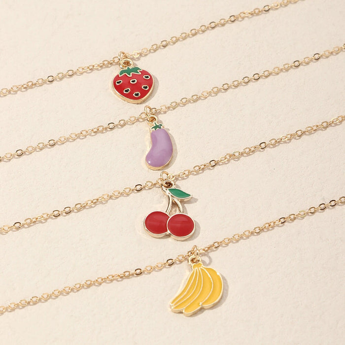 Wholesale lovely sweet strawberry cherry fruit element Necklace JDC-NE-E317 necklaces 奈珠 Wholesale Jewelry JoyasDeChina Joyas De China