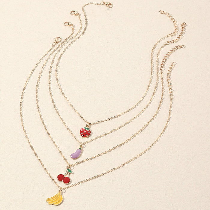 Wholesale lovely sweet strawberry cherry fruit element Necklace JDC-NE-E317 necklaces 奈珠 Wholesale Jewelry JoyasDeChina Joyas De China