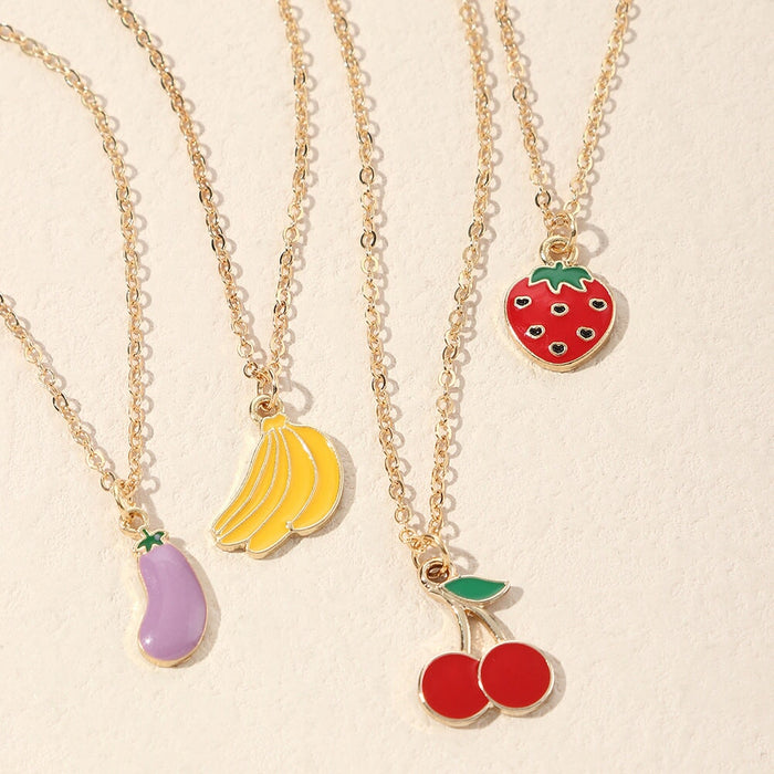 Wholesale lovely sweet strawberry cherry fruit element Necklace JDC-NE-E317 necklaces 奈珠 Wholesale Jewelry JoyasDeChina Joyas De China