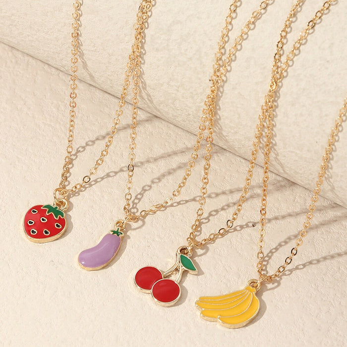 Wholesale lovely sweet strawberry cherry fruit element Necklace JDC-NE-E317 necklaces 奈珠 NZ2527 Wholesale Jewelry JoyasDeChina Joyas De China