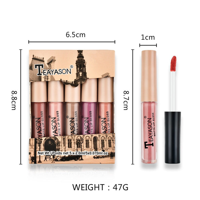 Wholesale matte matte nude pumpkin color five mini set box lip gloss lipstick JDC-MK-XuQ002 lipstick 徐芹 Wholesale Jewelry JoyasDeChina Joyas De China