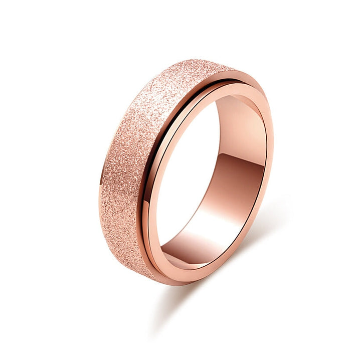 Wholesale matte rotatable seven-color pearl sand stainless steel ring JDC-RS-QianF003 Rings 千风 Rose Gold 4# Wholesale Jewelry JoyasDeChina Joyas De China