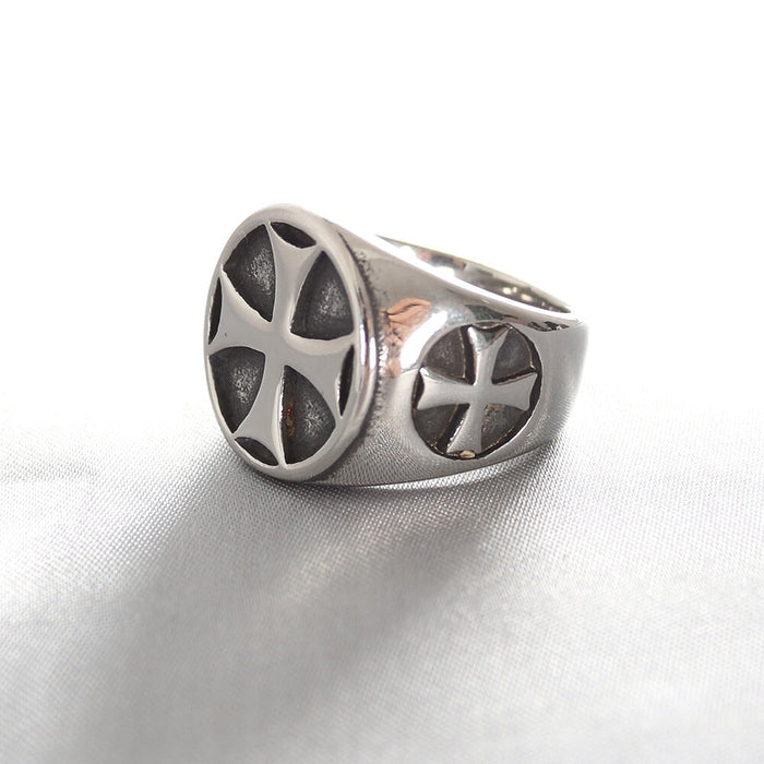 Wholesale Men's Stainless Steel Vintage Cross Simple Ring JDC-RS-MRD048 Rings 美日德 White No. 7 Wholesale Jewelry JoyasDeChina Joyas De China