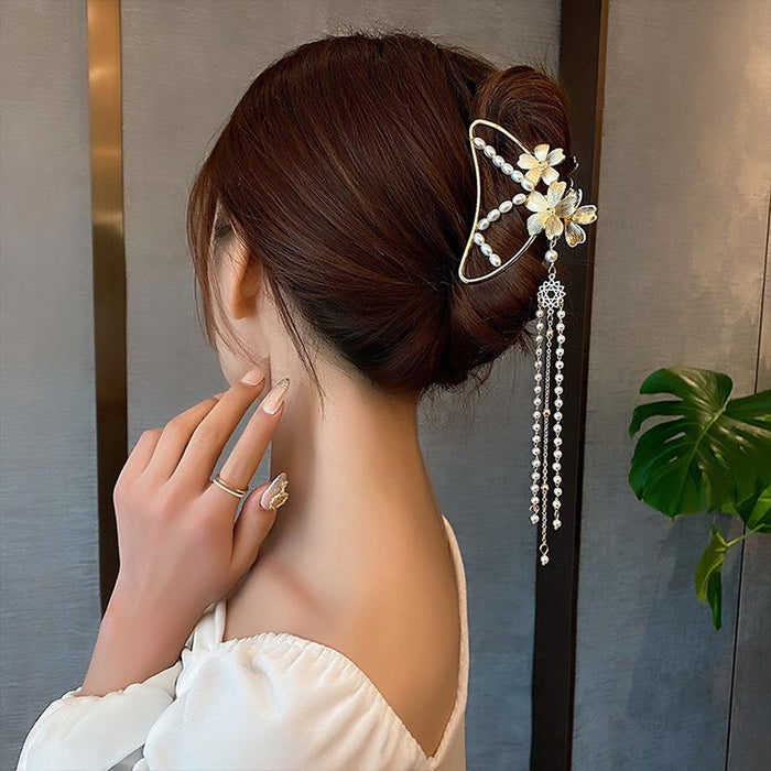 Bulk Jewelry Wholesale metal flower tassel pearl shark hairpin  JDC-HD-bd005 Wholesale factory from China YIWU China