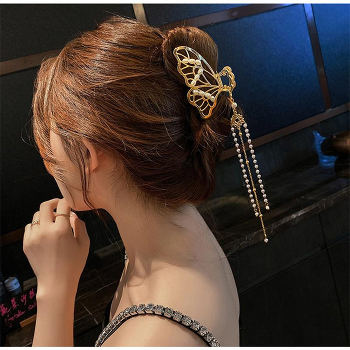 Bulk Jewelry Wholesale metal flower tassel pearl shark hairpin  JDC-HD-bd005 Wholesale factory from China YIWU China