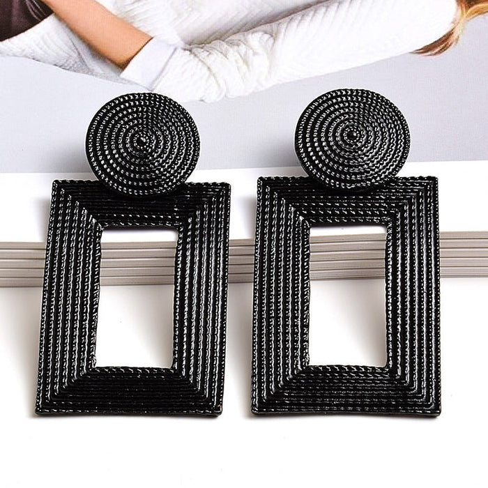 Wholesale Metal Square Earrings JDC-ES-SK037 Earrings 深刻 Black Wholesale Jewelry JoyasDeChina Joyas De China