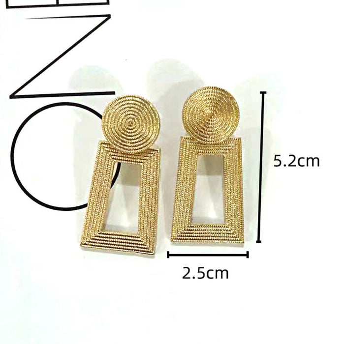 Wholesale Metal Square Earrings JDC-ES-SK037 Earrings 深刻 Golden trumpet Wholesale Jewelry JoyasDeChina Joyas De China