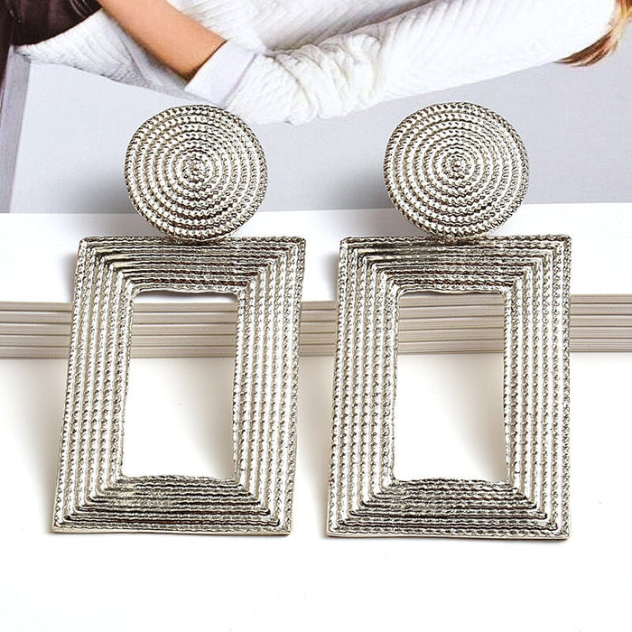 Wholesale Metal Square Earrings JDC-ES-SK037 Earrings 深刻 Silver Wholesale Jewelry JoyasDeChina Joyas De China