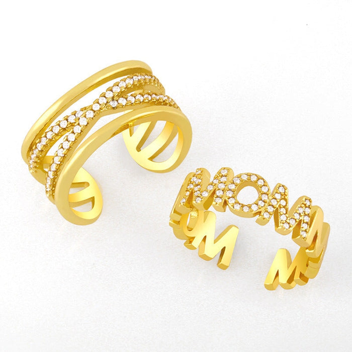Wholesale micro-set copper zircon Mother's Day Open Ring JDC-RS-AOS002 Rings 翱昇 Wholesale Jewelry JoyasDeChina Joyas De China