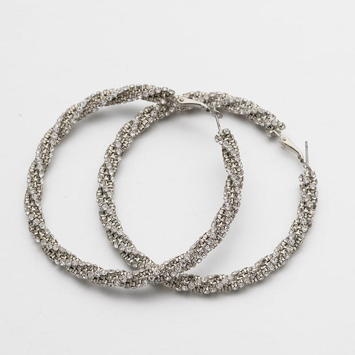 Wholesale Millet Beads Metal Big Circle Hoop Beaded Earrings JDC-ES-ZHONGW016 Earrings 众薇 Silver Wholesale Jewelry JoyasDeChina Joyas De China