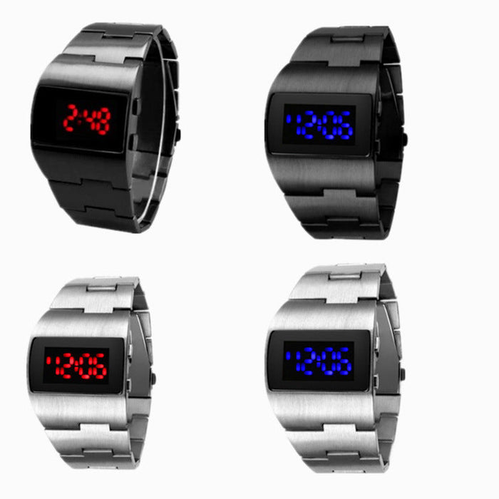 Wholesale Mineral Tempered Glass Mirror Alloy Stainless Steel Push Button LED Electronic Watch JDC-WH-Jinj035 Watch 金嘉 Wholesale Jewelry JoyasDeChina Joyas De China