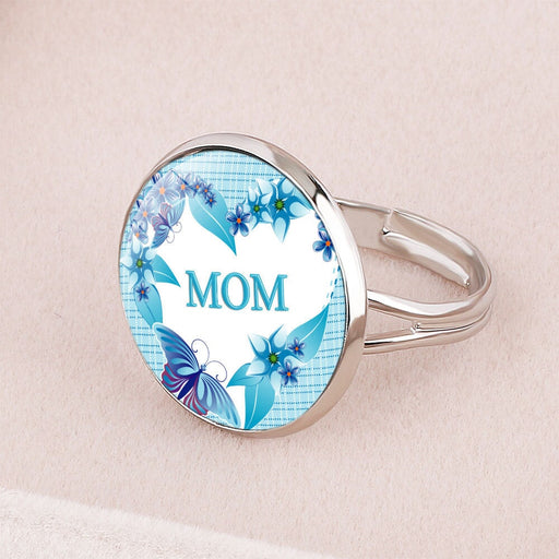 Wholesale MOM Heart Shape Mother's Day Gift Iron Glass Ring JDC-RS-NingX001 Rings 柠祥 Wholesale Jewelry JoyasDeChina Joyas De China