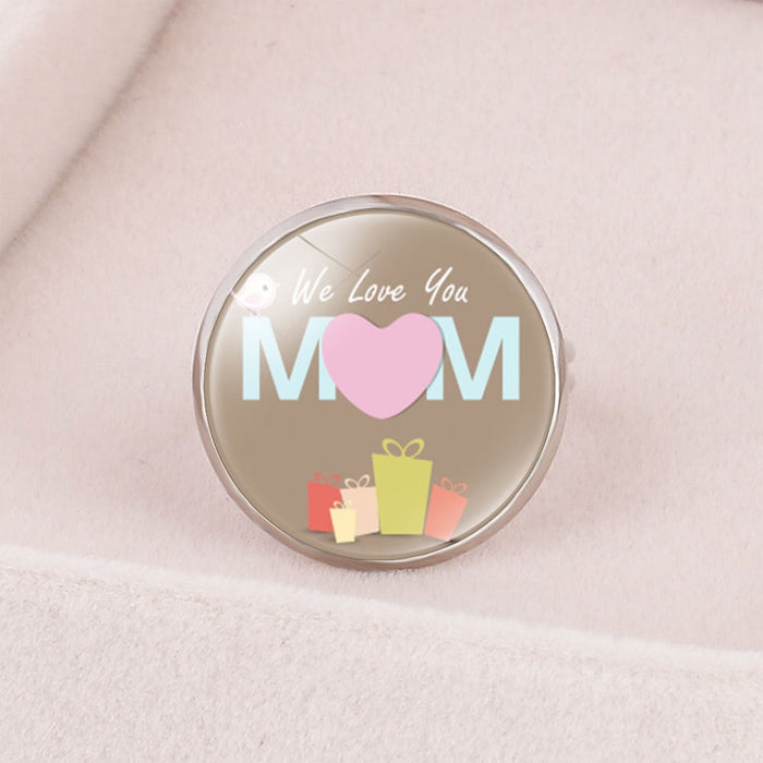 Wholesale MOM Heart Shape Mother's Day Gift Iron Glass Ring JDC-RS-NingX001 Rings 柠祥 67005402 adjustable Wholesale Jewelry JoyasDeChina Joyas De China