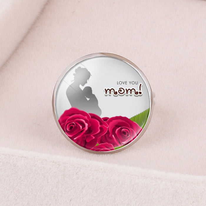 Wholesale MOM Heart Shape Mother's Day Gift Iron Glass Ring JDC-RS-NingX001 Rings 柠祥 67005404 adjustable Wholesale Jewelry JoyasDeChina Joyas De China