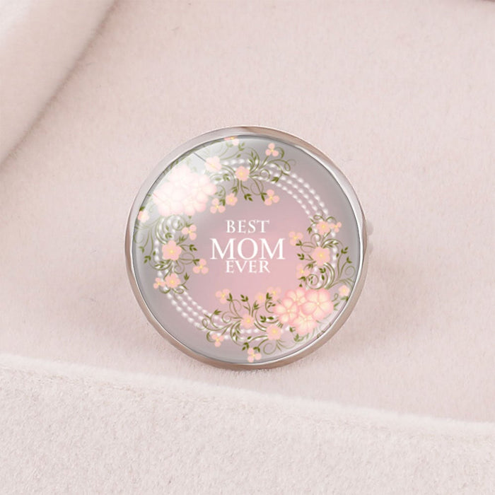 Wholesale MOM Heart Shape Mother's Day Gift Iron Glass Ring JDC-RS-NingX001 Rings 柠祥 67005407 adjustable Wholesale Jewelry JoyasDeChina Joyas De China