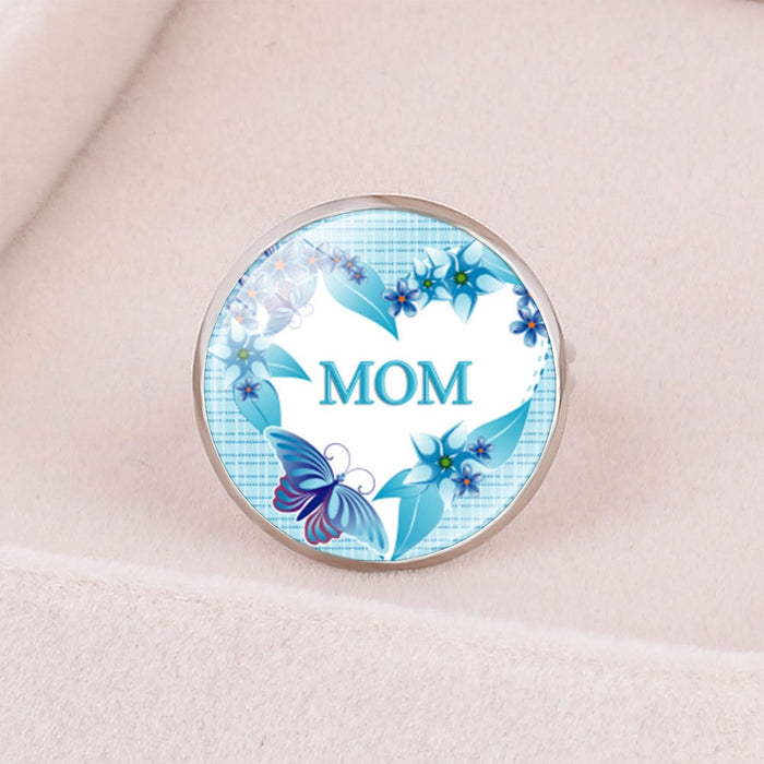 Wholesale MOM Heart Shape Mother's Day Gift Iron Glass Ring JDC-RS-NingX001 Rings 柠祥 Wholesale Jewelry JoyasDeChina Joyas De China