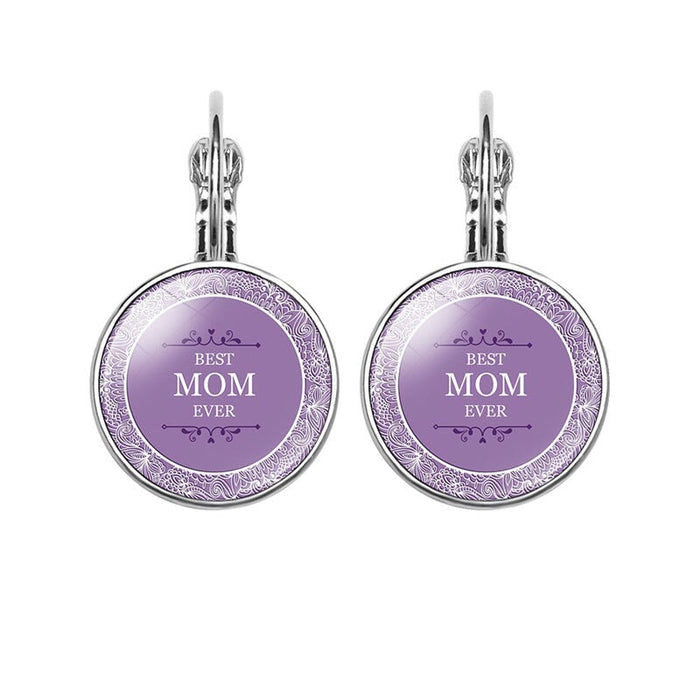 Wholesale MOM Heart Shaped Metal Glass Earrings JDC-ES-NingX001 Keychains 柠祥 Wholesale Jewelry JoyasDeChina Joyas De China
