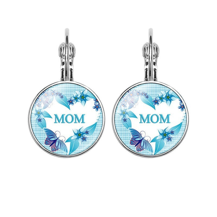 Wholesale MOM Heart Shaped Metal Glass Earrings JDC-ES-NingX001 Keychains 柠祥 Wholesale Jewelry JoyasDeChina Joyas De China