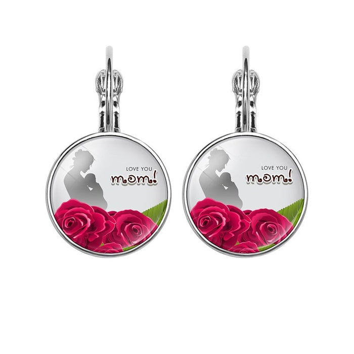 Wholesale MOM Heart Shaped Metal Glass Earrings JDC-ES-NingX001 Keychains 柠祥 Wholesale Jewelry JoyasDeChina Joyas De China