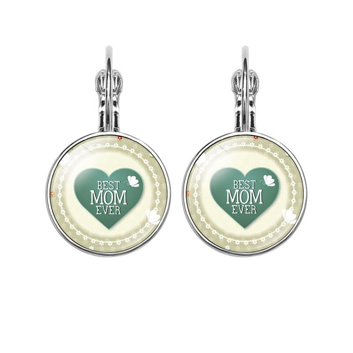 Wholesale MOM Heart Shaped Metal Glass Earrings JDC-ES-NingX001 Keychains 柠祥 64006306 Wholesale Jewelry JoyasDeChina Joyas De China
