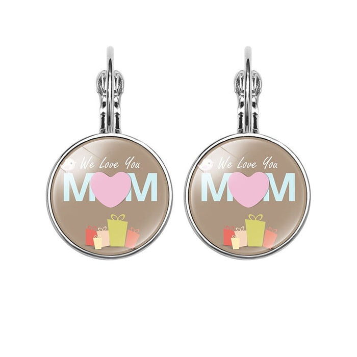 Wholesale MOM Heart Shaped Metal Glass Earrings JDC-ES-NingX001 Keychains 柠祥 Wholesale Jewelry JoyasDeChina Joyas De China