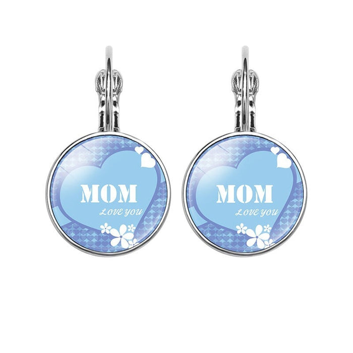 Wholesale MOM Heart Shaped Metal Glass Earrings JDC-ES-NingX001 Keychains 柠祥 Wholesale Jewelry JoyasDeChina Joyas De China