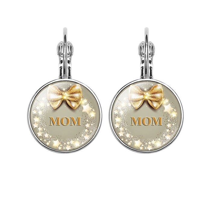 Wholesale MOM Heart Shaped Metal Glass Earrings JDC-ES-NingX001 Keychains 柠祥 Wholesale Jewelry JoyasDeChina Joyas De China