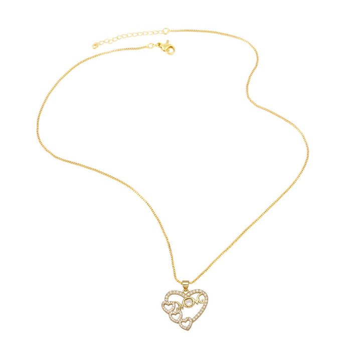 Wholesale Mother's Day Cutout Diamond Heart Necklace JDC-NE-AOS013 Necklaces 翱昇 Wholesale Jewelry JoyasDeChina Joyas De China