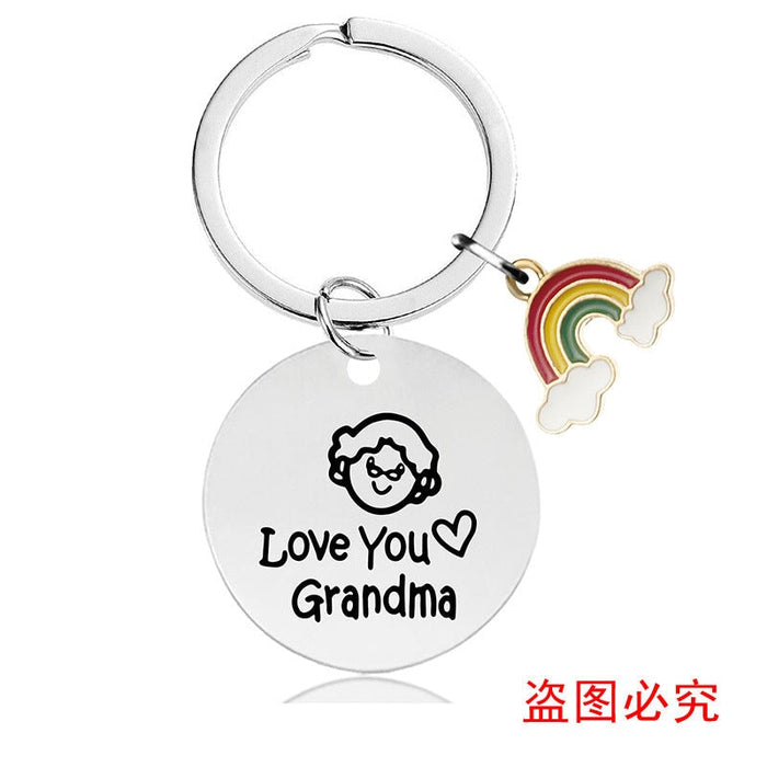 Wholesale Mother's Day Gift Rainbow Electroplated Metal Keychain JDC-KC-GangGu004 Keychains 钢古 Wholesale Jewelry JoyasDeChina Joyas De China