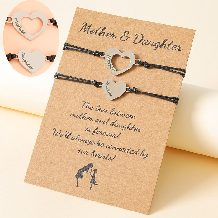 Wholesale Mother's Day heart shaped stainless steel laser lettering weaving bracelet JDC-BT-LanT008 Bracelet 阆天 Wholesale Jewelry JoyasDeChina Joyas De China