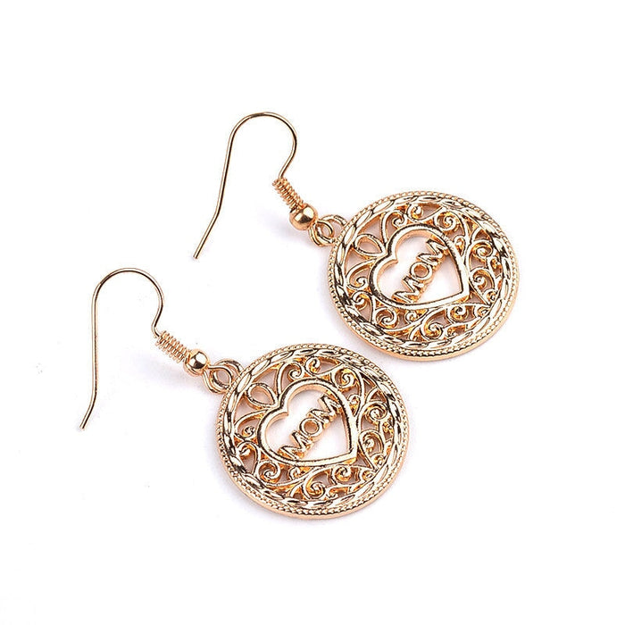 Wholesale Mother's Day Heart Zinc Alloy Letter MOM Earrings MOQ≥2 JDC-ES-ZJ001 Earrings 志嘉 Wholesale Jewelry JoyasDeChina Joyas De China