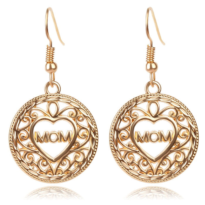 Wholesale Mother's Day Heart Zinc Alloy Letter MOM Earrings MOQ≥2 JDC-ES-ZJ001 Earrings 志嘉 F1015 Wholesale Jewelry JoyasDeChina Joyas De China