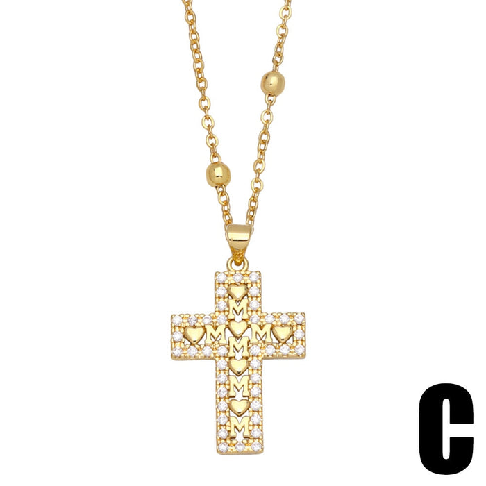 Wholesale Mother's Day Love Cross Necklace JDC-NE-AOS002 Necklaces 翱昇 C Wholesale Jewelry JoyasDeChina Joyas De China