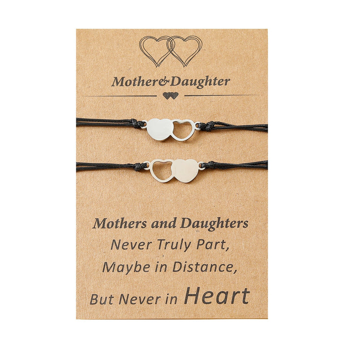 Wholesale Mother's Day Parent-Child Card Heart Shaped Stainless Steel Hand-Woven Bracelet JDC-BT-LanT006 Bracelet 阆天 1 Wholesale Jewelry JoyasDeChina Joyas De China
