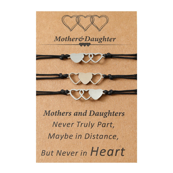 Wholesale Mother's Day Parent-Child Card Stainless Steel Heart Shape Hand-Woven Bracelet JDC-BT-LanT005 Bracelet 阆天 1 Wholesale Jewelry JoyasDeChina Joyas De China