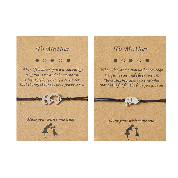 Wholesale Mother's Day stainless steel laser cutout elephant wax thread knit bracelet JDC-BT-LanT012 Bracelet 阆天 2 Wholesale Jewelry JoyasDeChina Joyas De China
