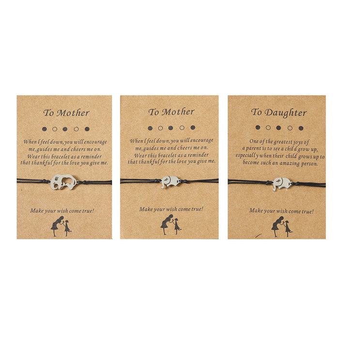 Wholesale Mother's Day stainless steel laser cutout elephant wax thread knit bracelet JDC-BT-LanT012 Bracelet 阆天 3 Wholesale Jewelry JoyasDeChina Joyas De China