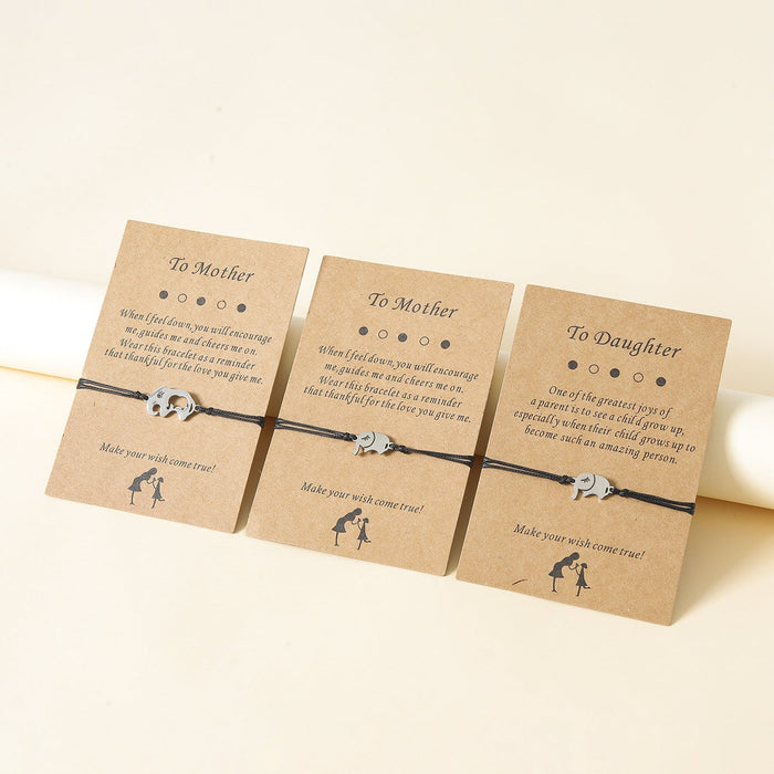 Wholesale Mother's Day stainless steel laser cutout elephant wax thread knit bracelet JDC-BT-LanT012 Bracelet 阆天 Wholesale Jewelry JoyasDeChina Joyas De China