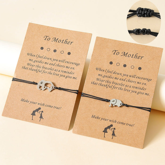 Wholesale Mother's Day stainless steel laser cutout elephant wax thread knit bracelet JDC-BT-LanT012 Bracelet 阆天 Wholesale Jewelry JoyasDeChina Joyas De China