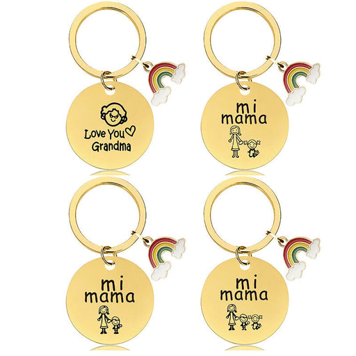 Wholesale Mother's Day Stainless Steel Round Plate Rainbow Metal Keychain JDC-KC-GangGu010 Keychains 钢古 Wholesale Jewelry JoyasDeChina Joyas De China