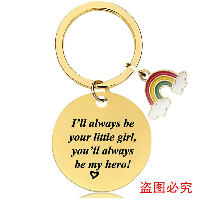 Wholesale Mother's Day Stainless Steel Round Plate Rainbow Metal Keychain JDC-KC-GangGu010 Keychains 钢古 CHY011 Wholesale Jewelry JoyasDeChina Joyas De China