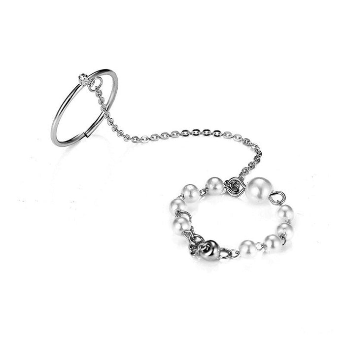 Wholesale mouth adjustable siamese leaf chain alloy ring JDC-RS-F085 Rings 韩之尚 5268925 Alloy Wholesale Jewelry JoyasDeChina Joyas De China