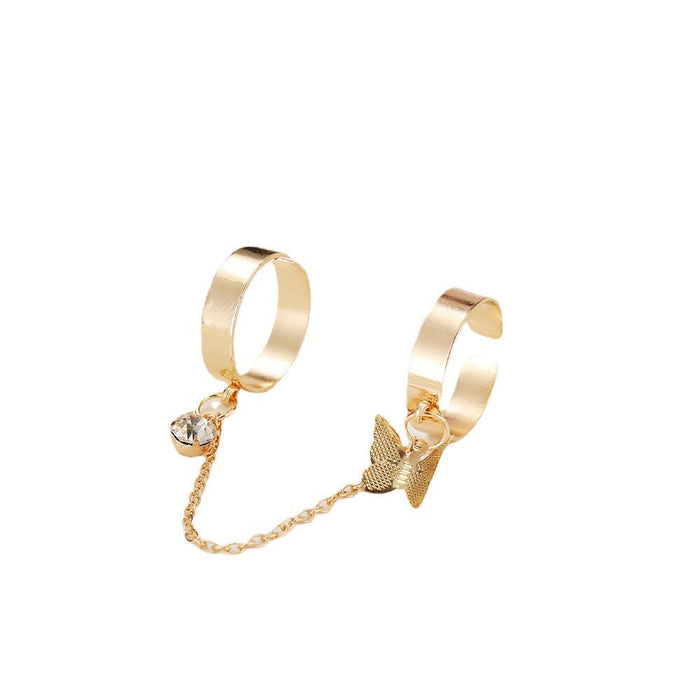 Wholesale mouth adjustable siamese leaf chain alloy ring JDC-RS-F085 Rings 韩之尚 Wholesale Jewelry JoyasDeChina Joyas De China