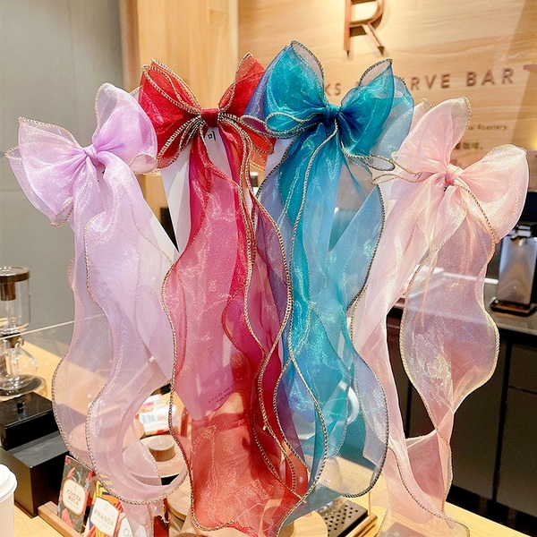 Bulk Jewelry Wholesale multi-color resin long ribbon bow hair clip JDC-HD-bd003 Wholesale factory from China YIWU China