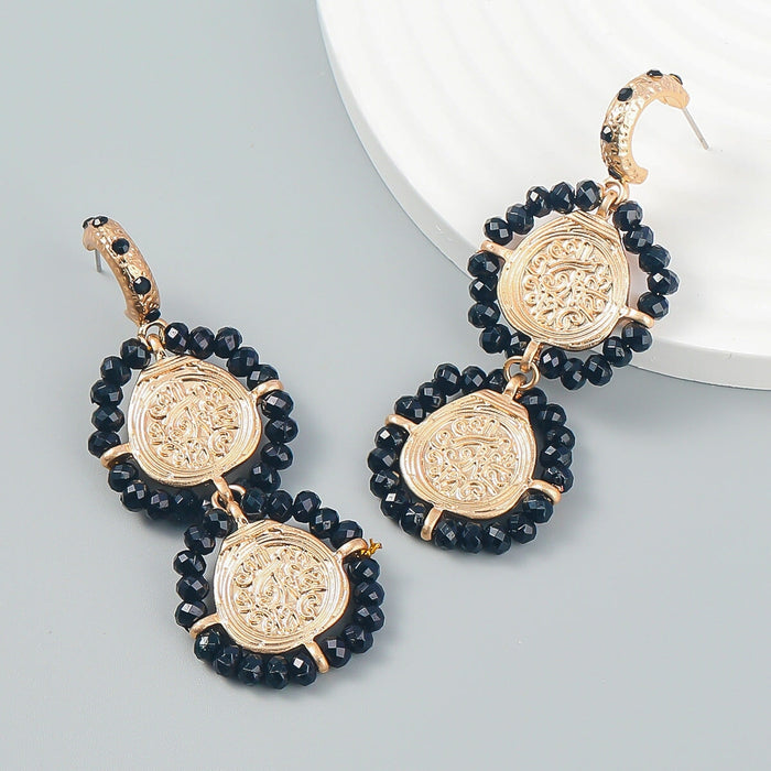 Wholesale multi-layer braided diamond-encrusted round alloy earrings JDC-ES-JL946 Earrings 氿乐 Wholesale Jewelry JoyasDeChina Joyas De China