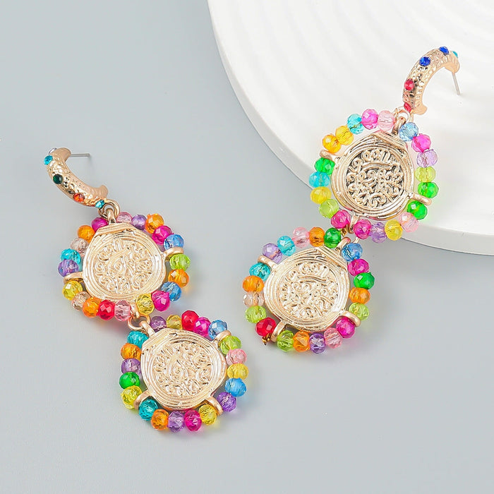 Wholesale multi-layer braided diamond-encrusted round alloy earrings JDC-ES-JL946 Earrings 氿乐 Wholesale Jewelry JoyasDeChina Joyas De China